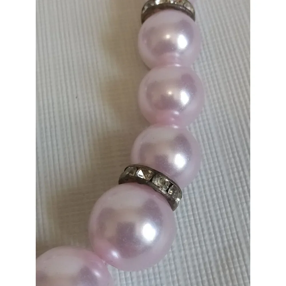 Soft Pink Round Beaded Adjustable Single Strand Matching Necklace & Earring Set